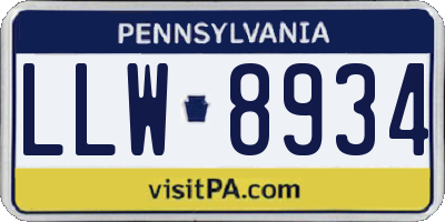 PA license plate LLW8934