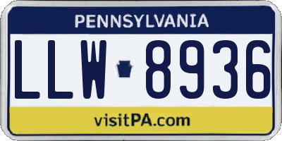 PA license plate LLW8936