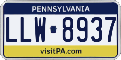 PA license plate LLW8937