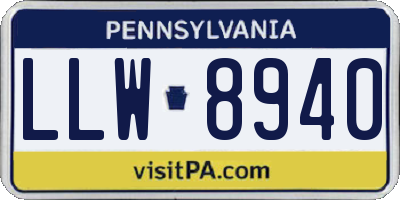PA license plate LLW8940
