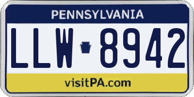 PA license plate LLW8942
