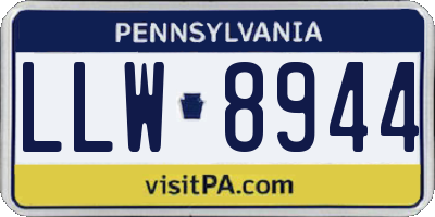 PA license plate LLW8944