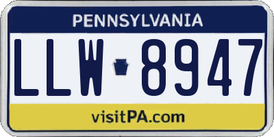 PA license plate LLW8947