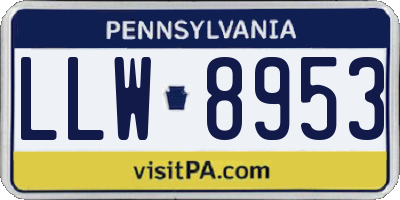 PA license plate LLW8953