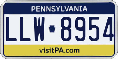 PA license plate LLW8954