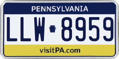 PA license plate LLW8959