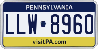 PA license plate LLW8960
