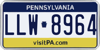PA license plate LLW8964