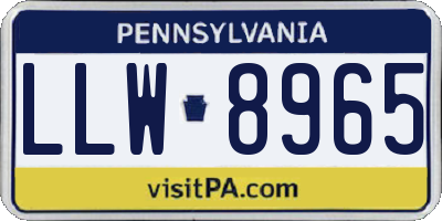 PA license plate LLW8965