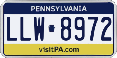 PA license plate LLW8972