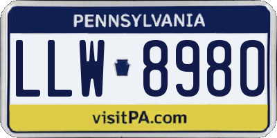 PA license plate LLW8980