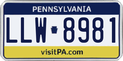 PA license plate LLW8981