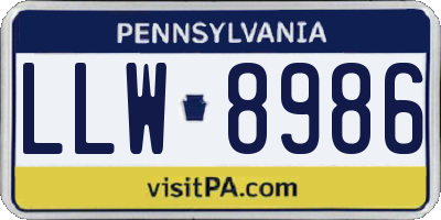 PA license plate LLW8986