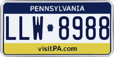 PA license plate LLW8988