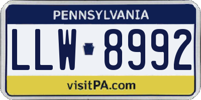 PA license plate LLW8992
