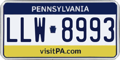 PA license plate LLW8993