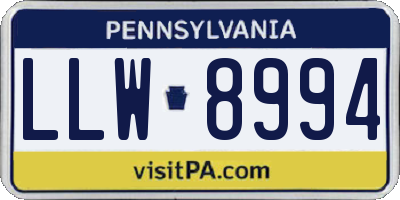 PA license plate LLW8994