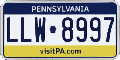 PA license plate LLW8997
