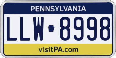 PA license plate LLW8998