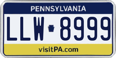 PA license plate LLW8999