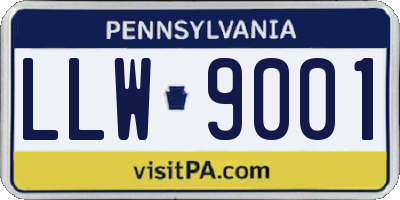 PA license plate LLW9001