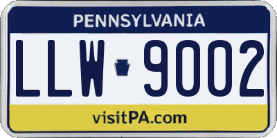 PA license plate LLW9002