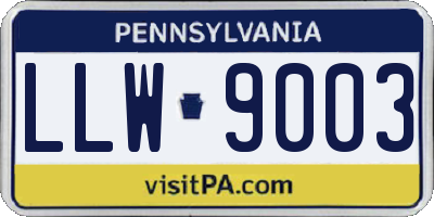 PA license plate LLW9003