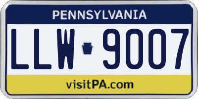 PA license plate LLW9007