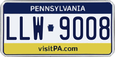 PA license plate LLW9008