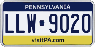 PA license plate LLW9020