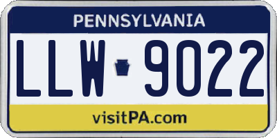 PA license plate LLW9022