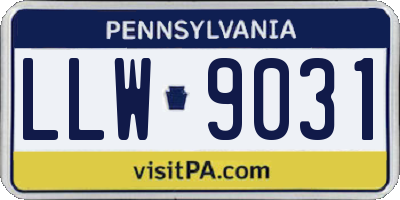 PA license plate LLW9031