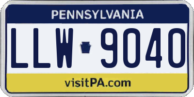 PA license plate LLW9040
