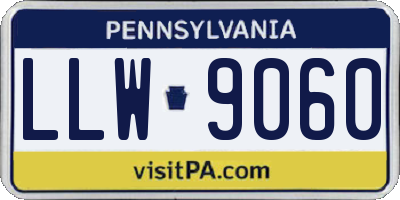 PA license plate LLW9060