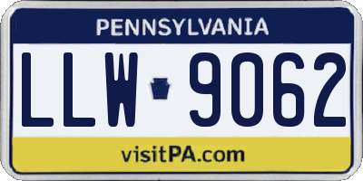 PA license plate LLW9062