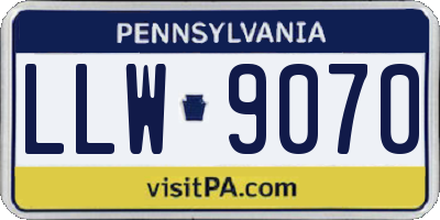 PA license plate LLW9070