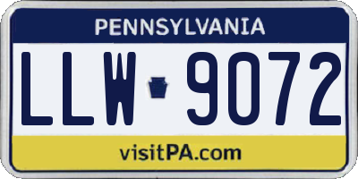 PA license plate LLW9072