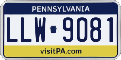 PA license plate LLW9081