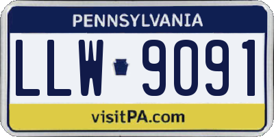 PA license plate LLW9091