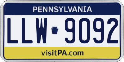 PA license plate LLW9092