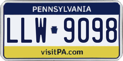 PA license plate LLW9098