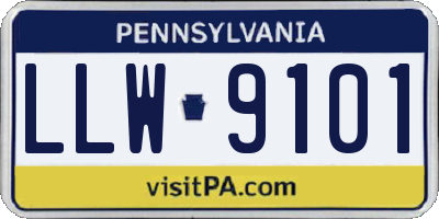 PA license plate LLW9101