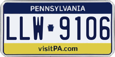 PA license plate LLW9106