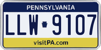 PA license plate LLW9107
