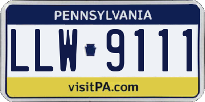 PA license plate LLW9111