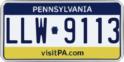 PA license plate LLW9113