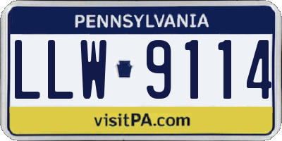 PA license plate LLW9114