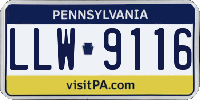 PA license plate LLW9116