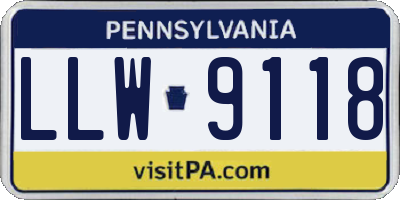 PA license plate LLW9118