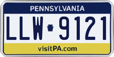 PA license plate LLW9121